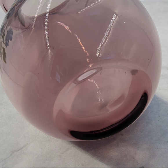 Fenton Purple Amethyst Handblown Glass Vase Ruffle Top Art Hand Painted Vase - Picture 4 of 7